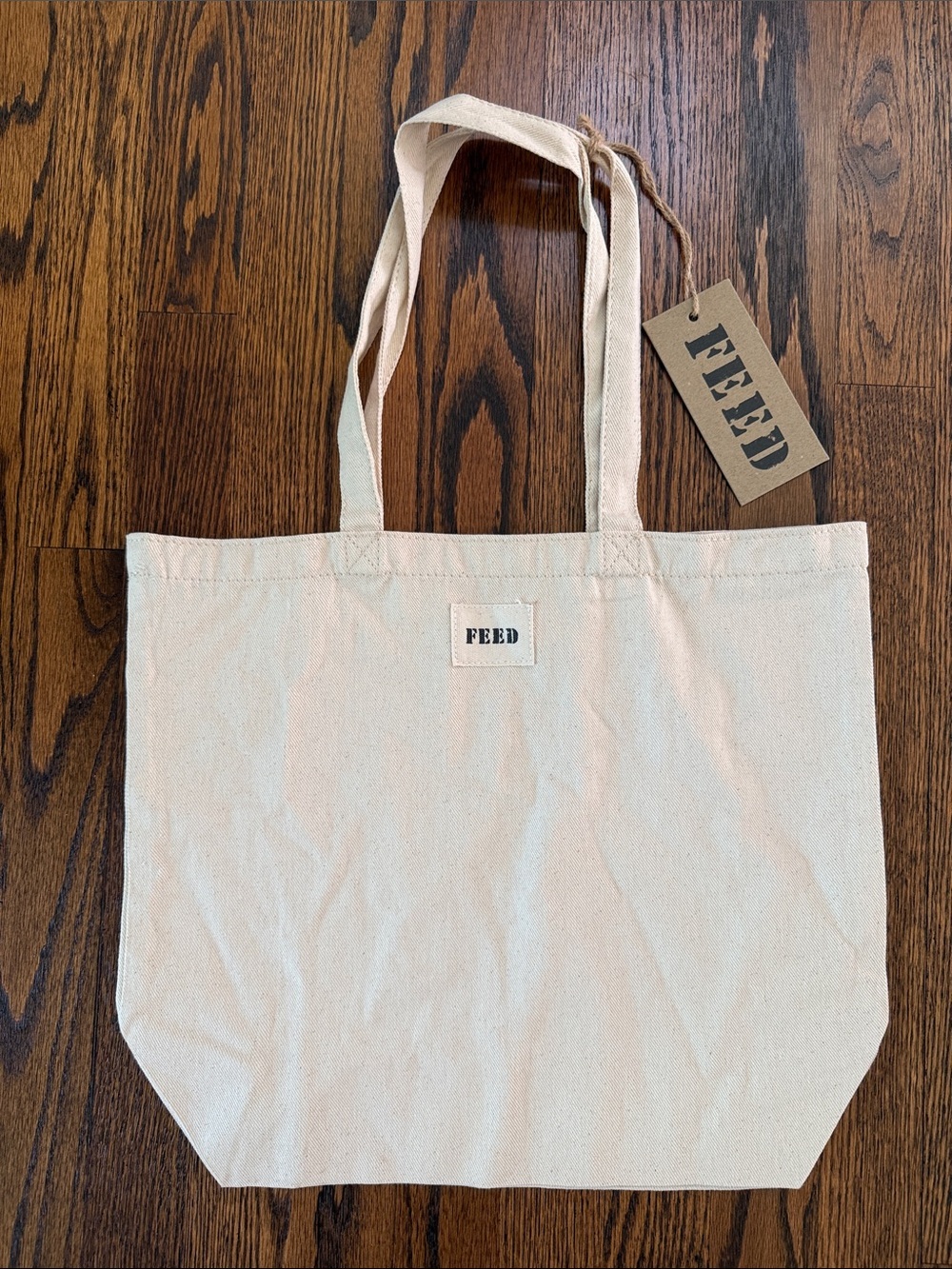 FEED Unisex Cream Canvas Tote — Everyday Carry Shoulder Bag